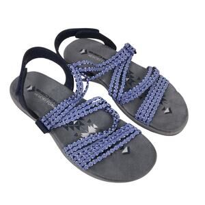 Skechers Memory Foam Reggae Strappy Elastic Stretch Adjustable Comfort Sandal 8